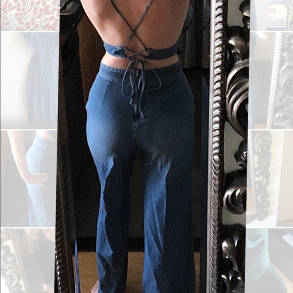 Never been worn denim jumpsuit with ruffle details - Picture 3 of 3